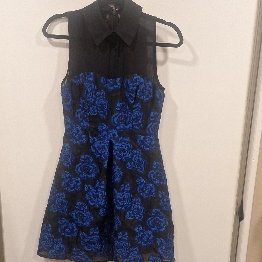 Betsey Johnson Black and Blue Floral Dress